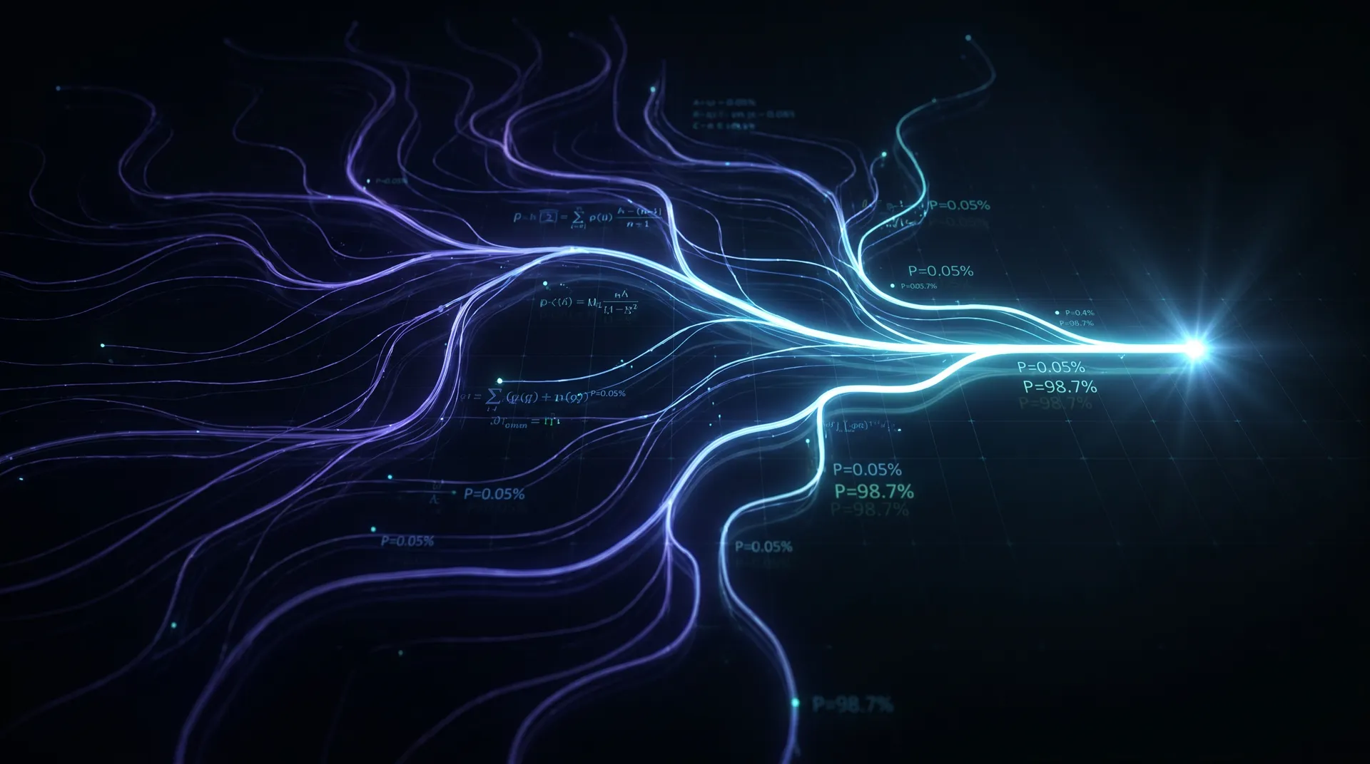 A branching field of simulated future paths